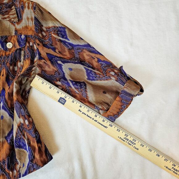 Ruby Rd Shell Button Flap Pocket Tab Sleeve Lagenlook Rustic Blouse Size 4P - Picture 10 of 10